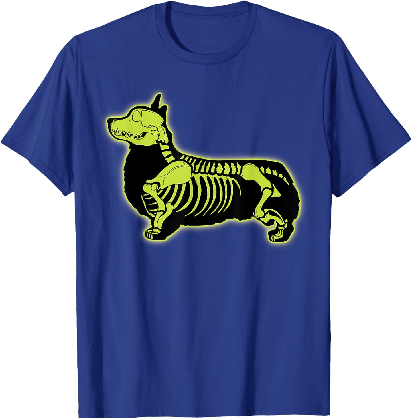 Corgi Skeleton Halloween Men Women Dog Lovers Rib Cage X-ray T-Shirt - T-Shirt | Royal