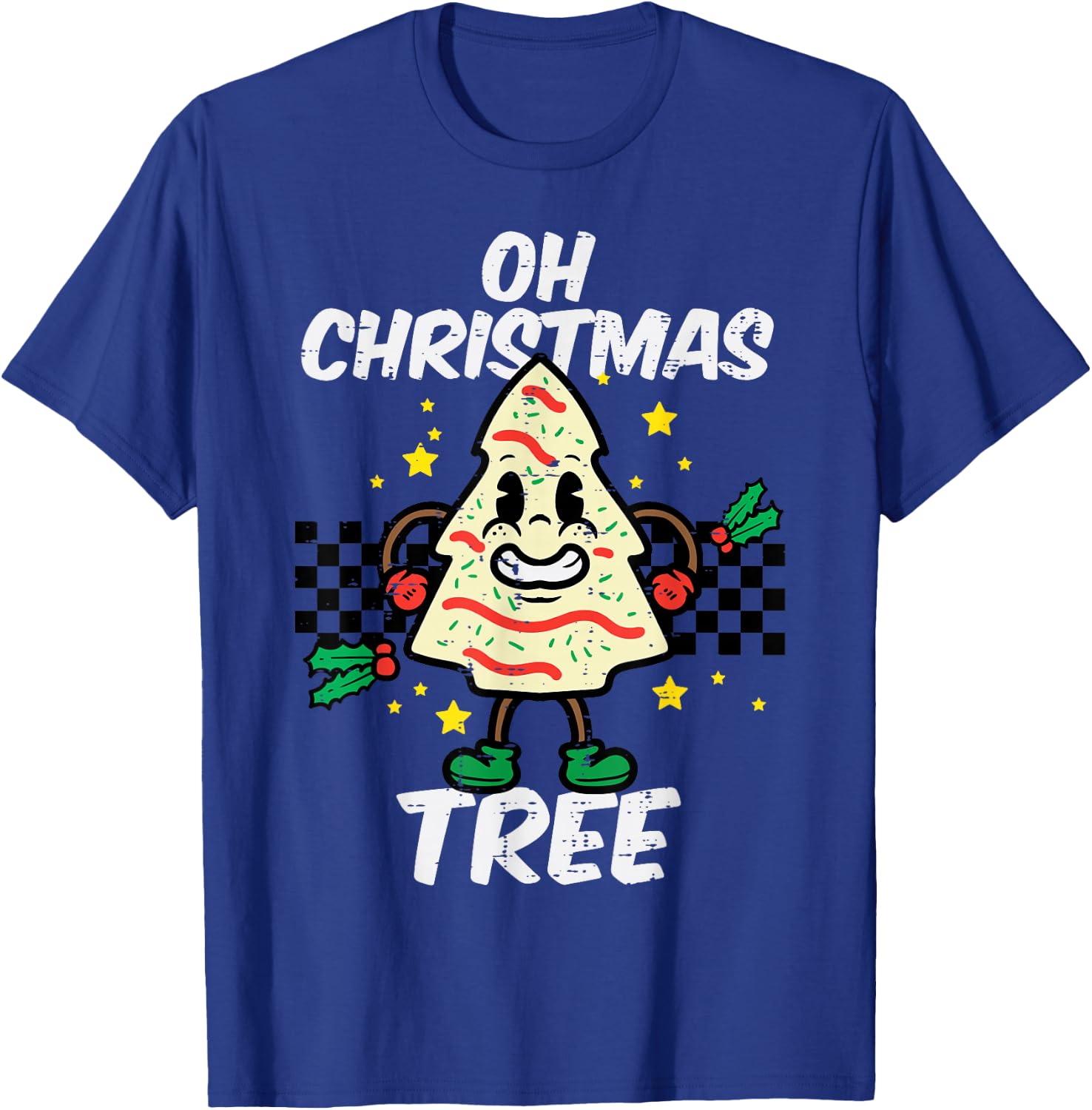Oh Christmas Tree Cake Retro Groovy Xmas Men Women Kids T-Shirt - T-Shirt | Royal