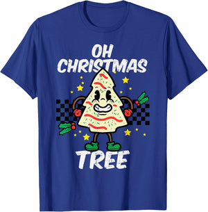 Oh Christmas Tree Cake Retro Groovy Xmas Men Women Kids T-Shirt - T-Shirt | Royal