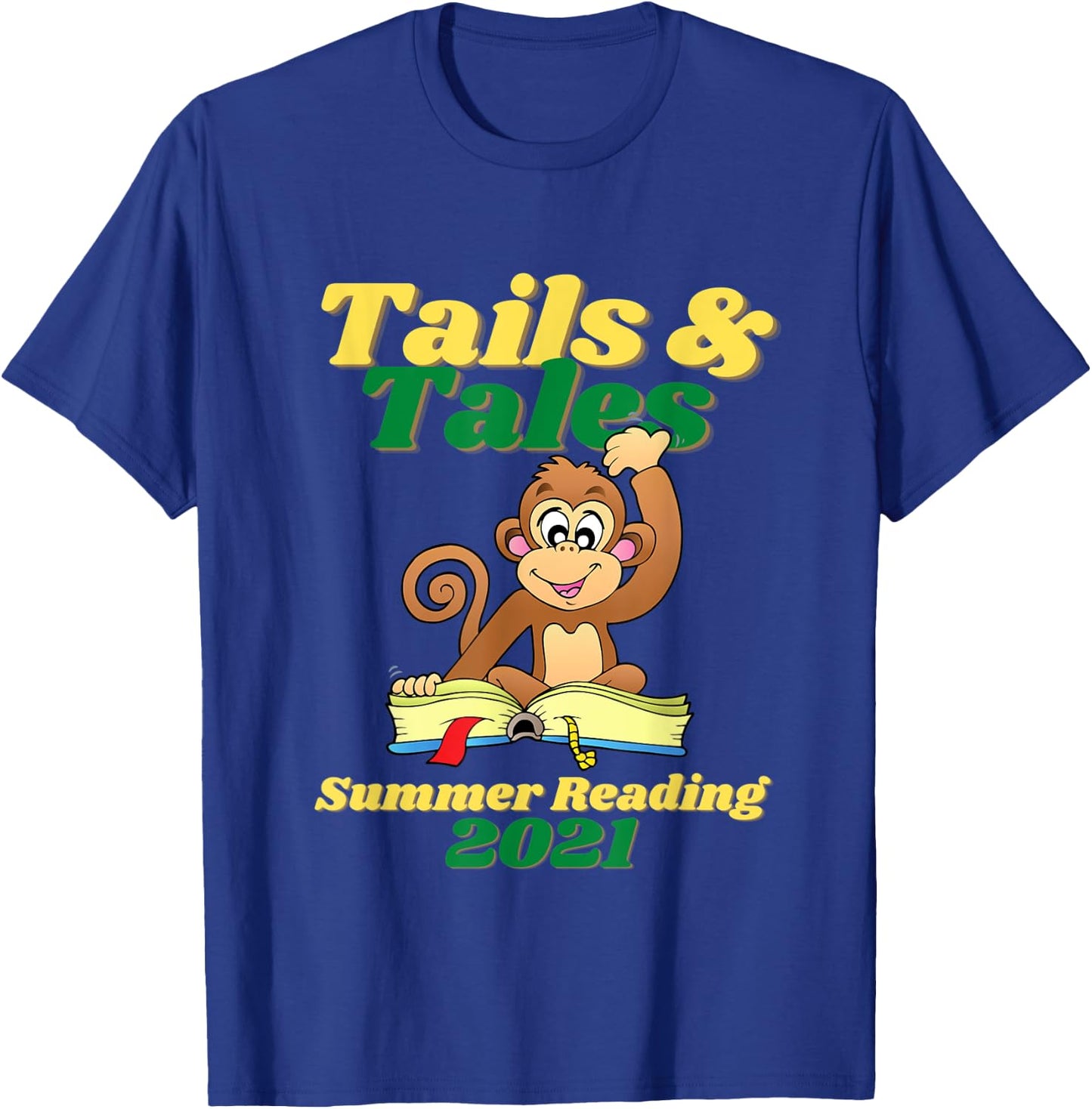 Tails and Tales Summer Reading 2021 Monkey Library Prize T-Shirt - T-Shirt | Royal