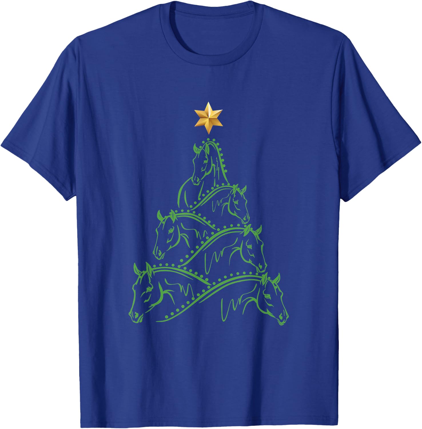Xmas Horse Gifts For Girls & Women Horse Lovers - Black, Small - Christmas Tree Pattern - Adult - Short Sleeve - - Modern Style - Winter Season T-Shirt - T-Shirt | Royal