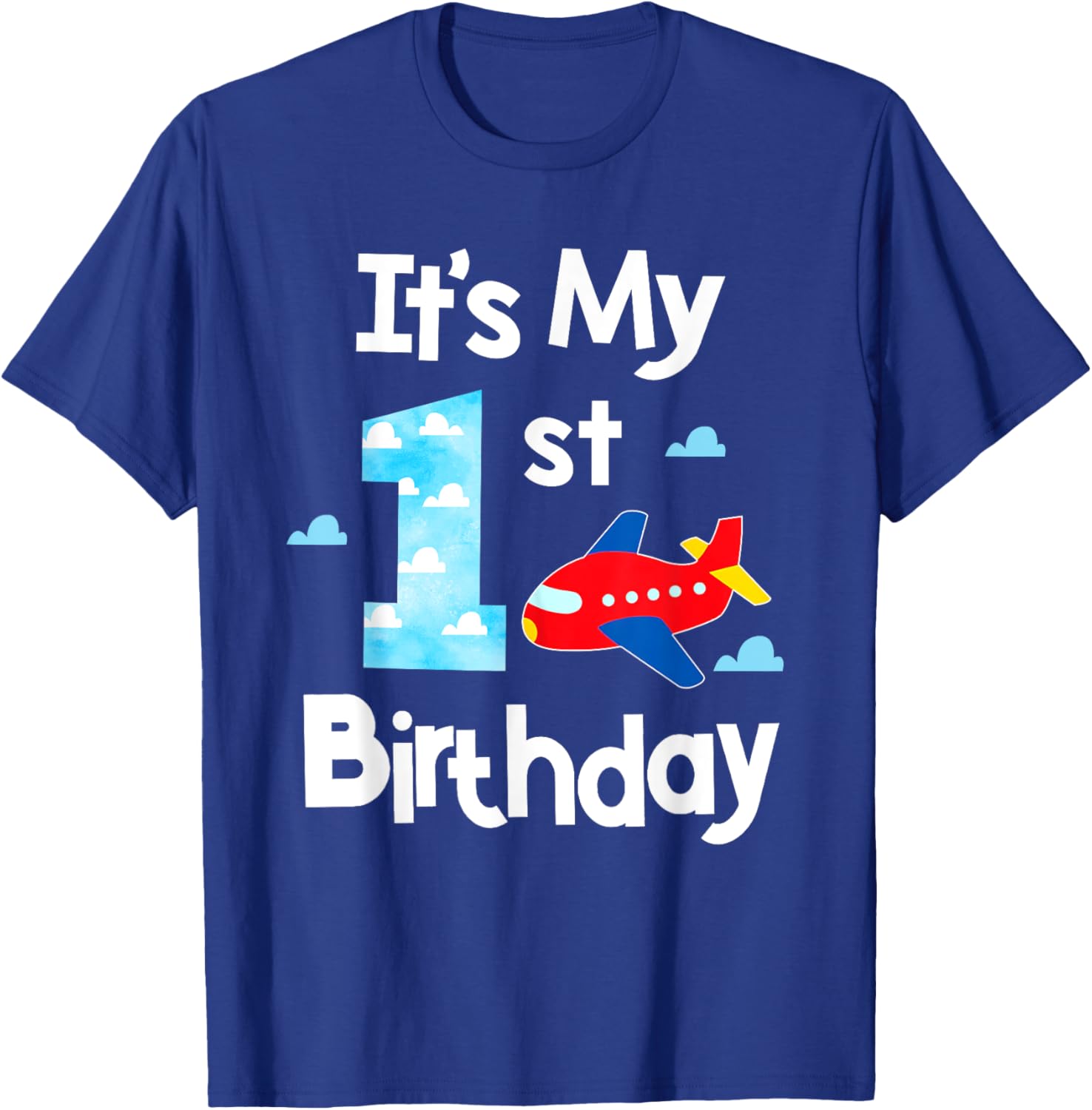 It's My 1st Birthday Airplane Pilot 1 Years Old Boy Girl T-Shirt - T-Shirt | Royal