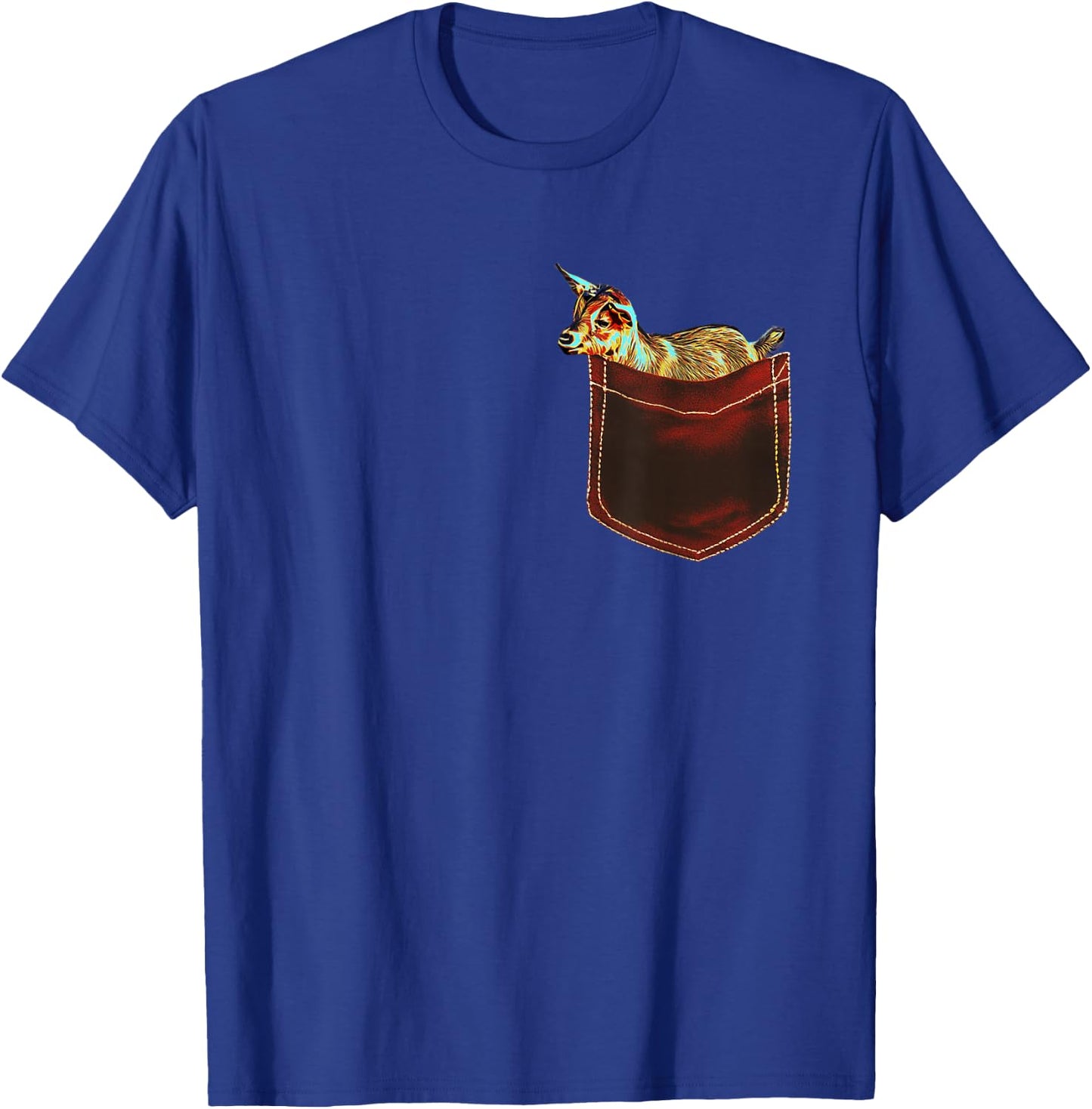Goat Shirt - Cute Goat in Pocket Men Women Kids Goat Lover T-Shirt - T-Shirt | Royal