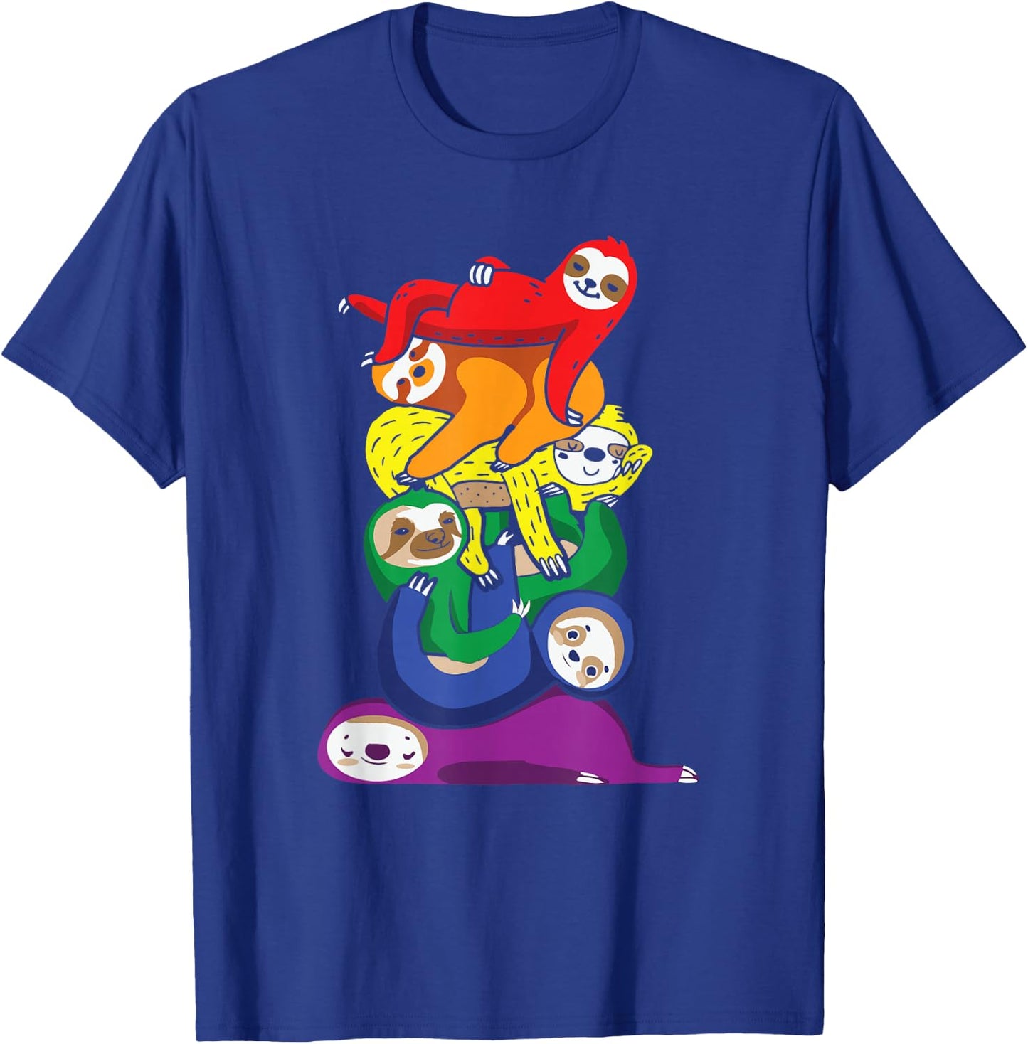 Funny LGBT Sloth Stack Rainbow Gay Pride For Sloth Lover T-Shirt - T-Shirt | Royal