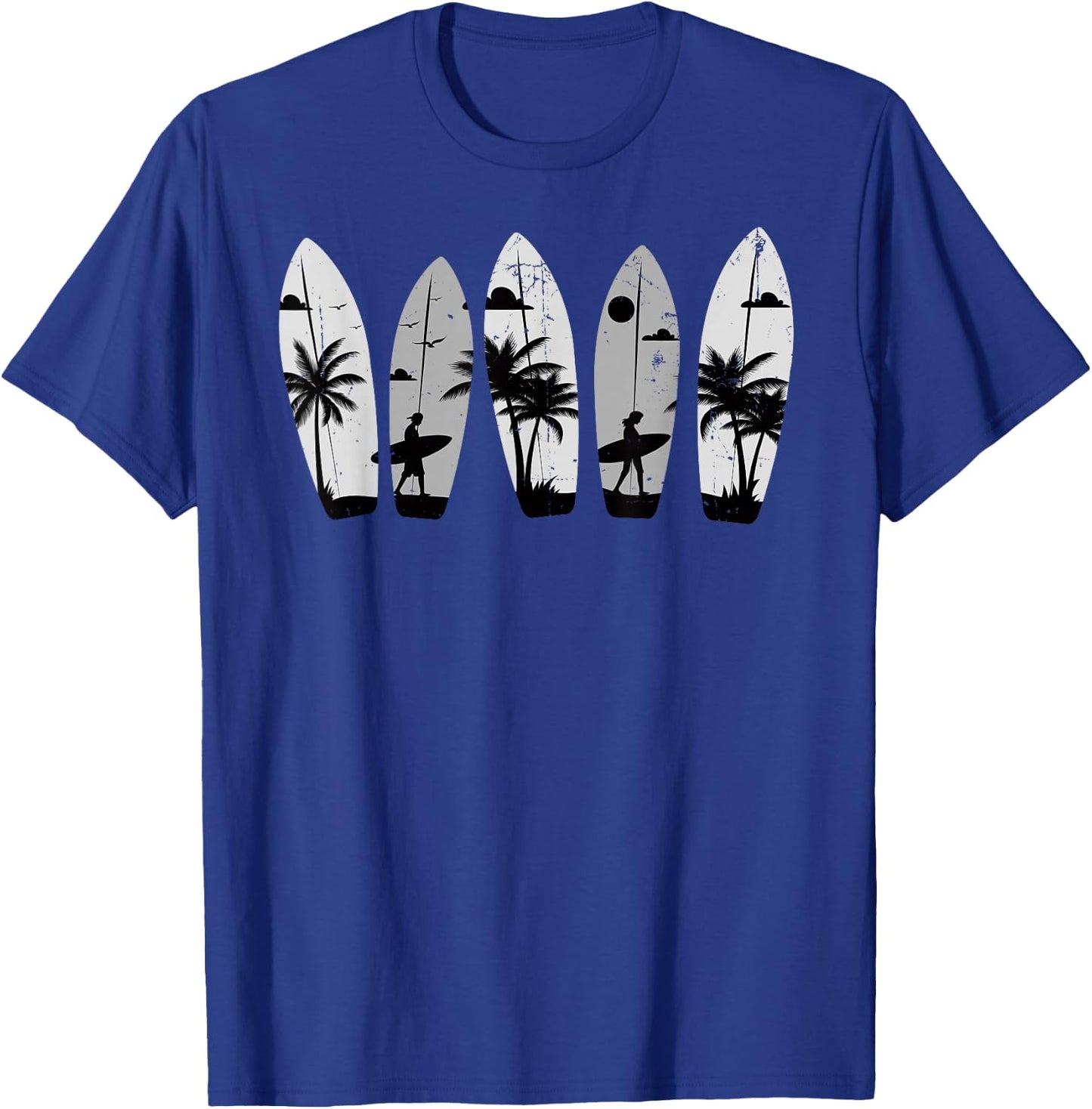 Surfboard Palm Trees Surfing Surfer Beach Summer Waves Surf Women Kids T-Shirt - T-Shirt | Royal