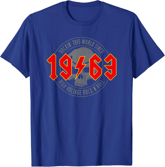 1963 Vintage Birthday Rock and Roll Heavy Metal , black T-Shirt - T-Shirt | Royal