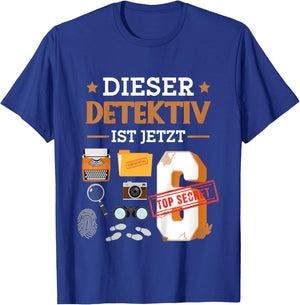 Children's with German Text "Dieser Detektiv Ist Jetzt 6" [German Language], black T-Shirt - T-Shirt | Royal