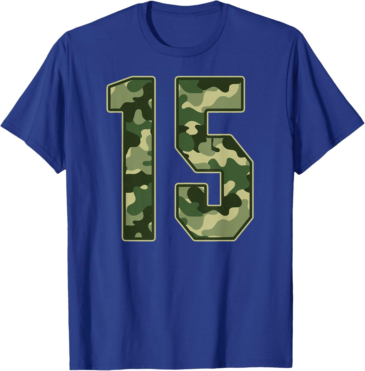 Camo #15 Jersey Number 15 Uniform Fan Favorite Player T-Shirt - T-Shirt | Royal