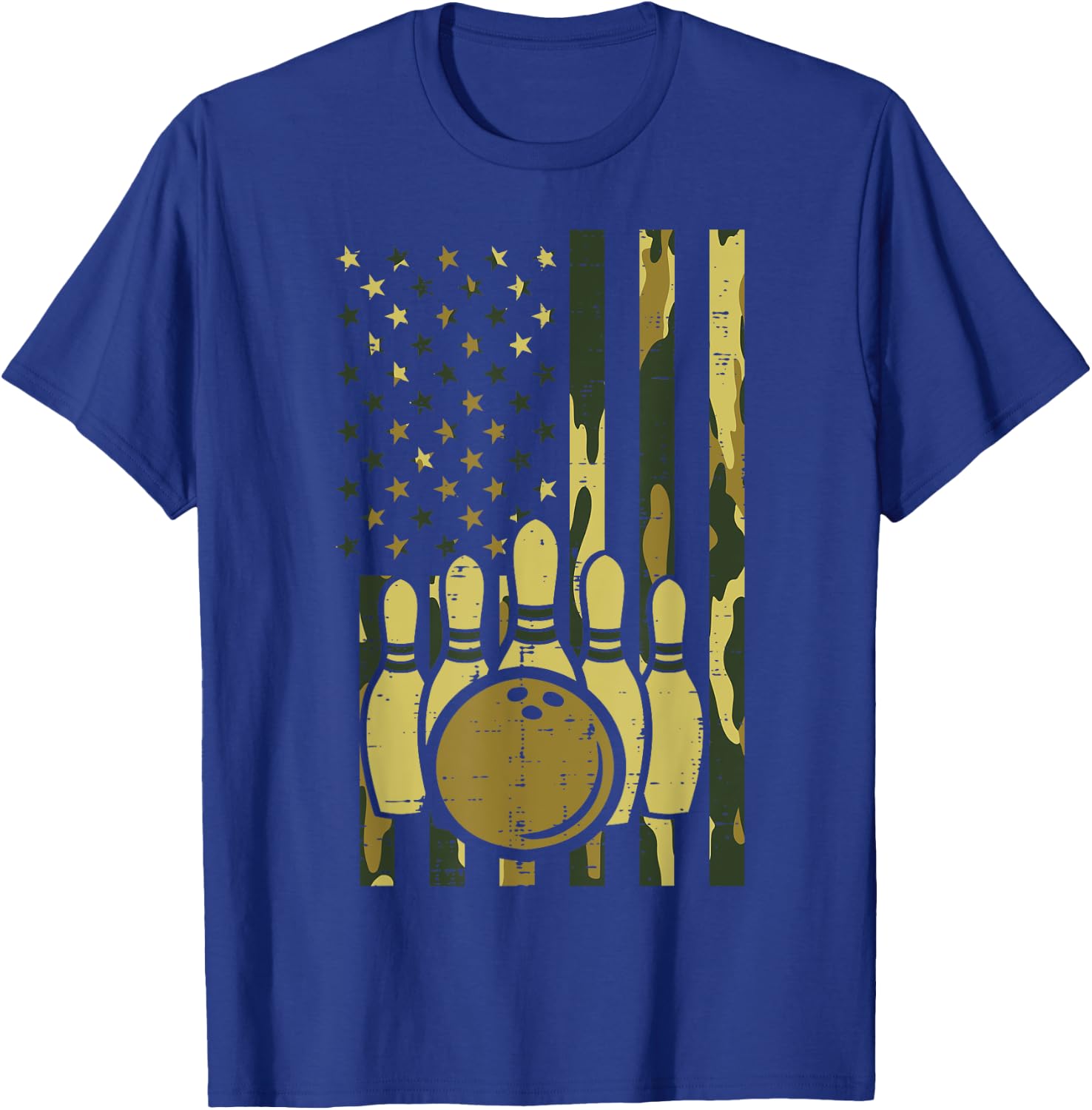 Bowling Camo American Flag Patriotic Bowler Women Men Kids T-Shirt - T-Shirt | Royal