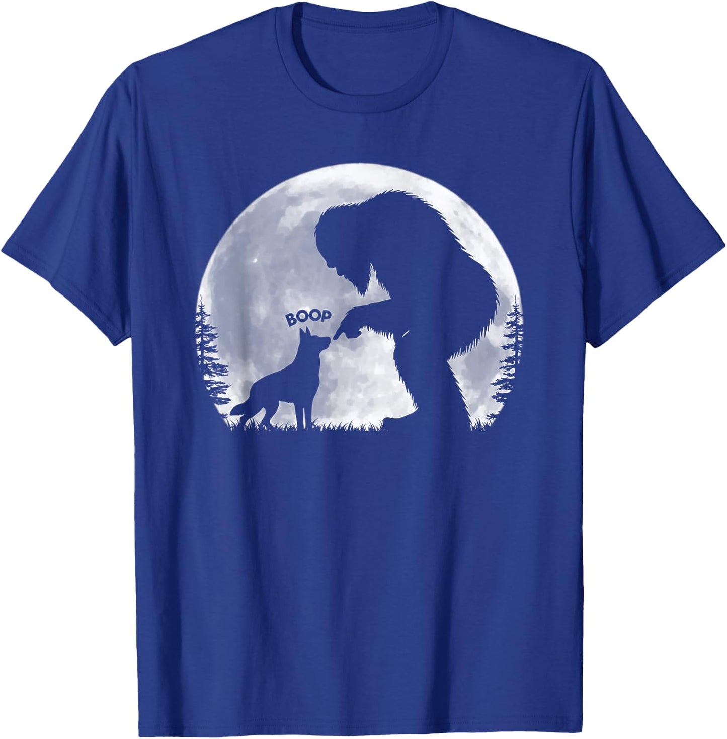 Fun Hand Boop Nose Bigfoot Sasquatch German Shepherd Moon T-Shirt - T-Shirt | Royal