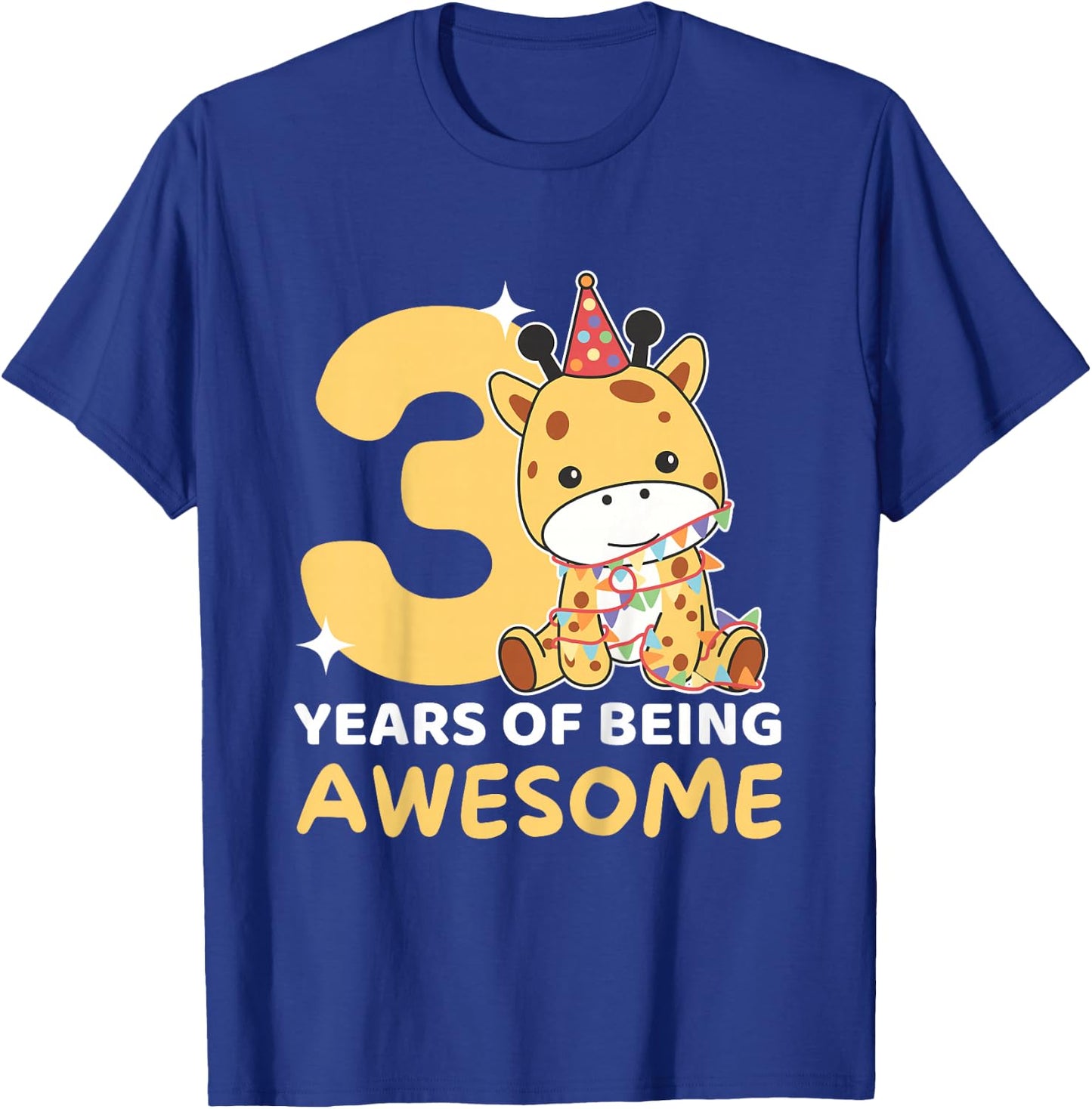 Giraffe For 3rd Birthday For Children Three Years Old T-Shirt - T-Shirt | Royal