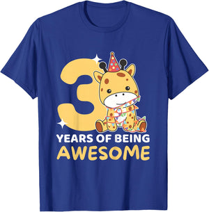 Giraffe For 3rd Birthday For Children Three Years Old T-Shirt - T-Shirt | Royal