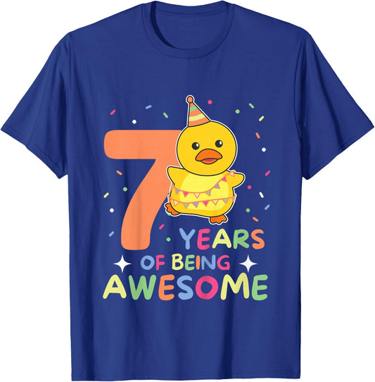 Duck For 7th Birthday Children Seven Years Old Duck T-Shirt - T-Shirt | Royal