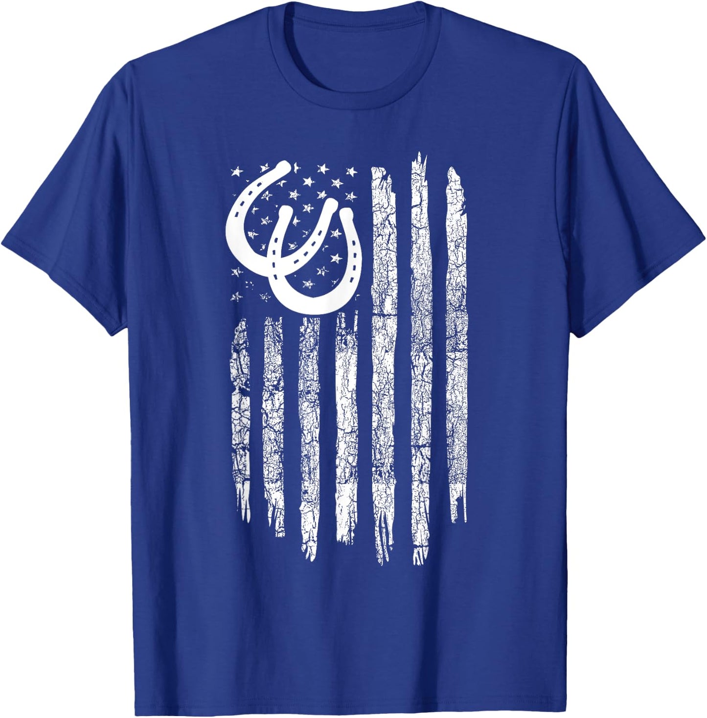 American Flag Horse Pulling Clothing - Vintage Horse Pulling T-Shirt - T-Shirt | Royal