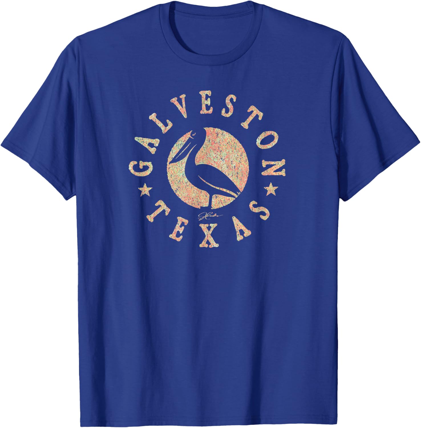 JCombs: Galveston, Texas, Pelican T-Shirt - T-Shirt | Royal