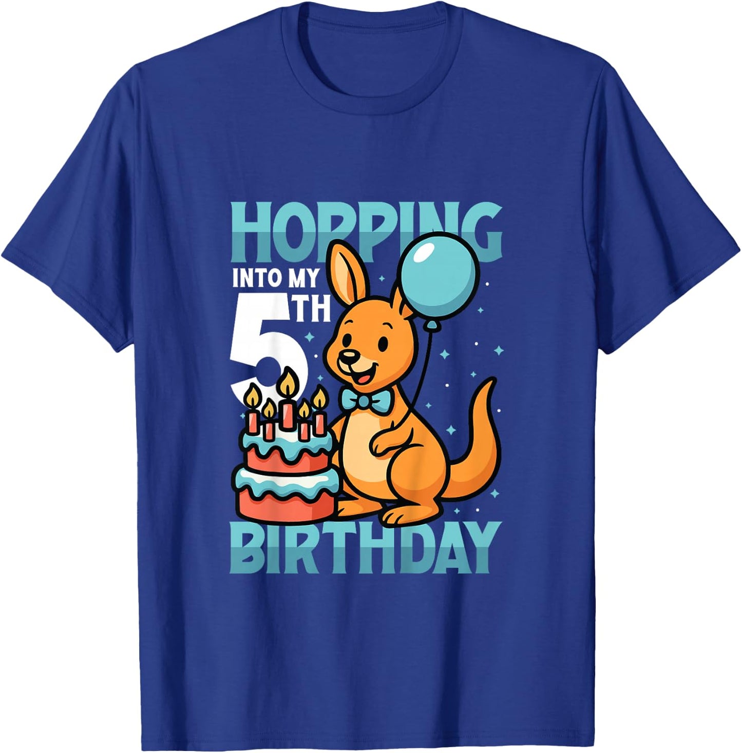 Kids Hopping Into My 5th Birthday Boys 5th Birthday Kangaroo T-Shirt - T-Shirt | Royal