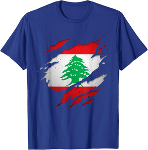 Stolze libanesische Hemden | zerrissene Libanon-Flagge T-Shirt - T-Shirt | Royal