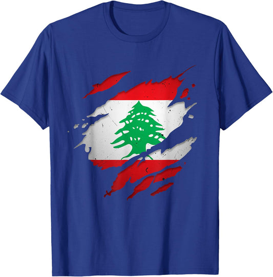 Stolze libanesische Hemden | zerrissene Libanon-Flagge T-Shirt - T-Shirt | Royal