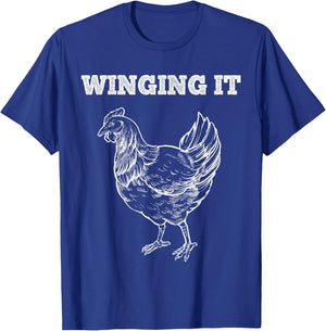 Winging It Funny Chicken Wings Lovers Quote T-Shirt - T-Shirt | Royal