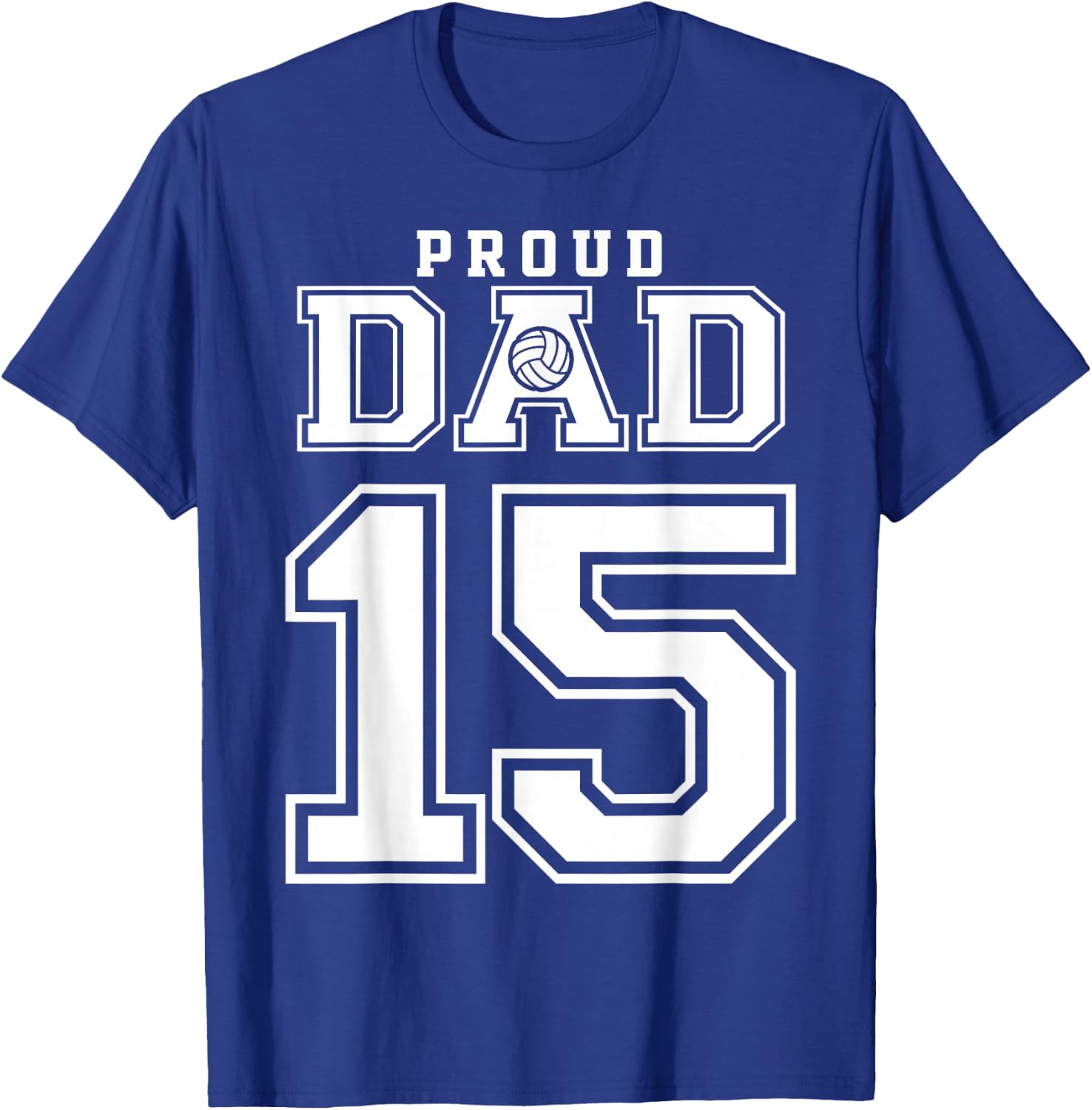 Custom Proud Volleyball Dad Number 15 Personalized T-Shirt - T-Shirt | Royal