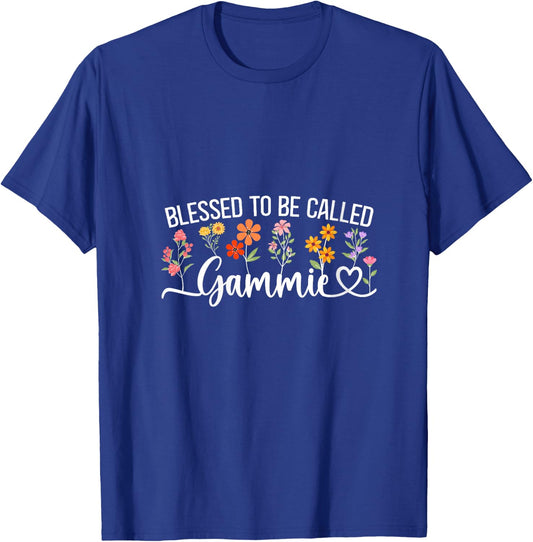Women's Blessed to Be Called Gammie Floral Mother's Day V-Neck T-Shirt - T-Shirt | Royal