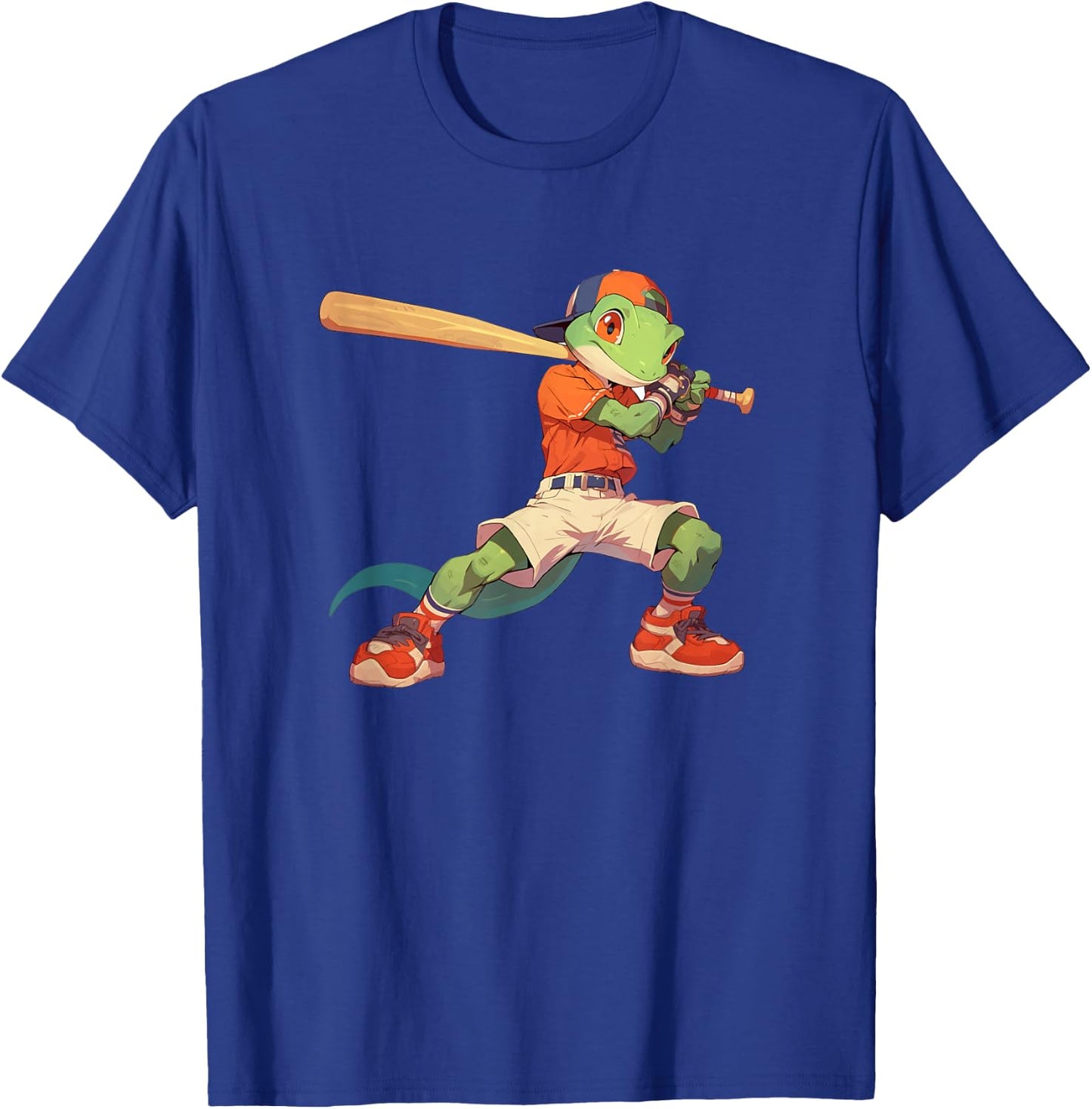 Gecko Baseball Player Lizards Hobby Sports T-Shirt - T-Shirt | Royal