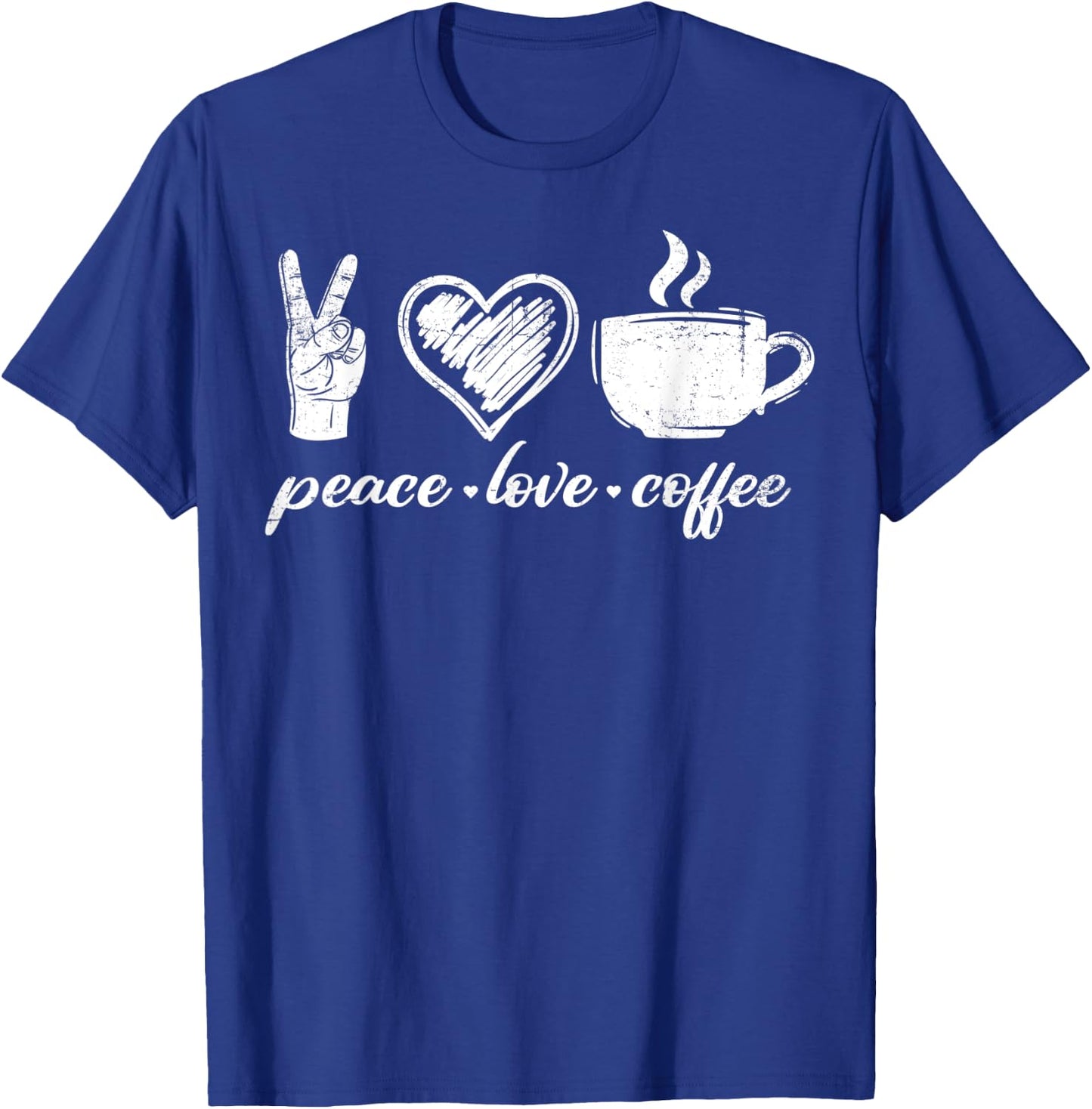 Peace Love Coffee Coffein-Liebhaber Cappuccino Design T-Shirt - T-Shirt | Royal