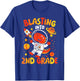 Blasting Into 2nd Grade Dinosaur Astronaut First Day T-Shirt - T-Shirt | Royal