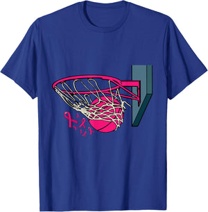 Basketball Player Pink Ribbon Breast Cancer Awareness Sport T-Shirt - T-Shirt | Royal