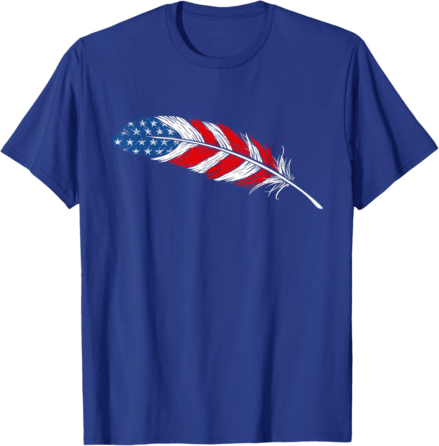 Native American Feather Flag - Indian Pride Veteran July 4th T-Shirt - T-Shirt | Royal