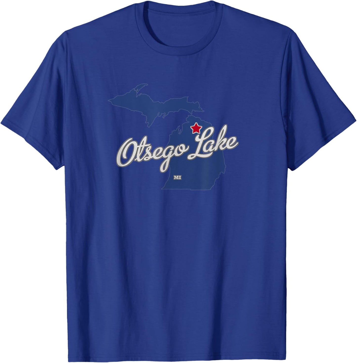 Otsego Lake Michigan MI Map T-Shirt - T-Shirt | Royal