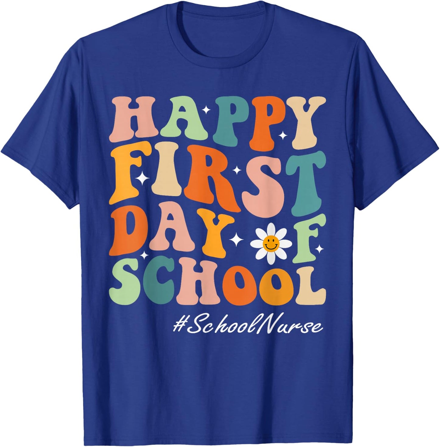 Happy First Day of School Nurse groovy retro back to school T-Shirt - T-Shirt | Royal