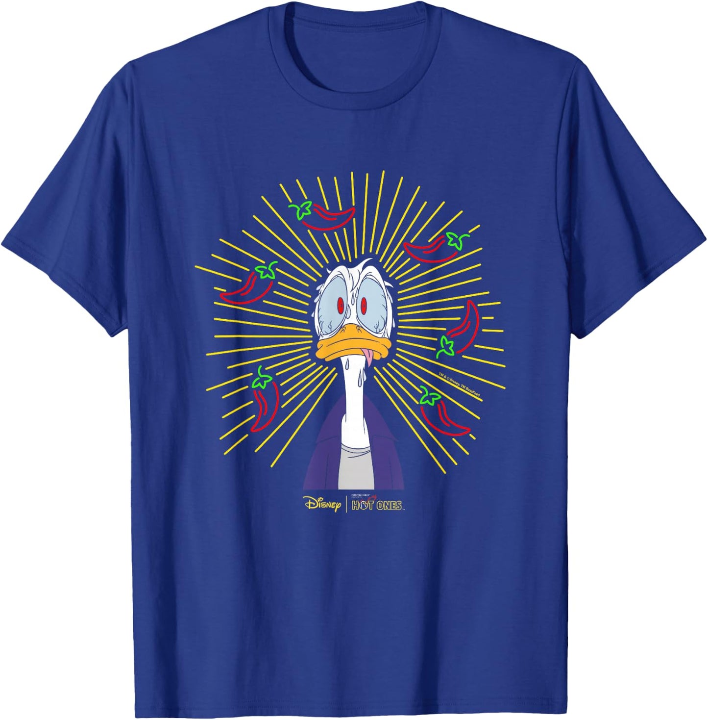 Disney Hot Ones Donald Duck Floating Peppers Intense Sweat T-Shirt - T-Shirt | Royal