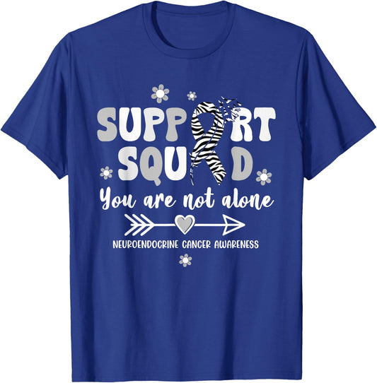 Groovy Support Squad Zebra Ribbon Neuroendocrine Cancer T-Shirt - T-Shirt | Royal