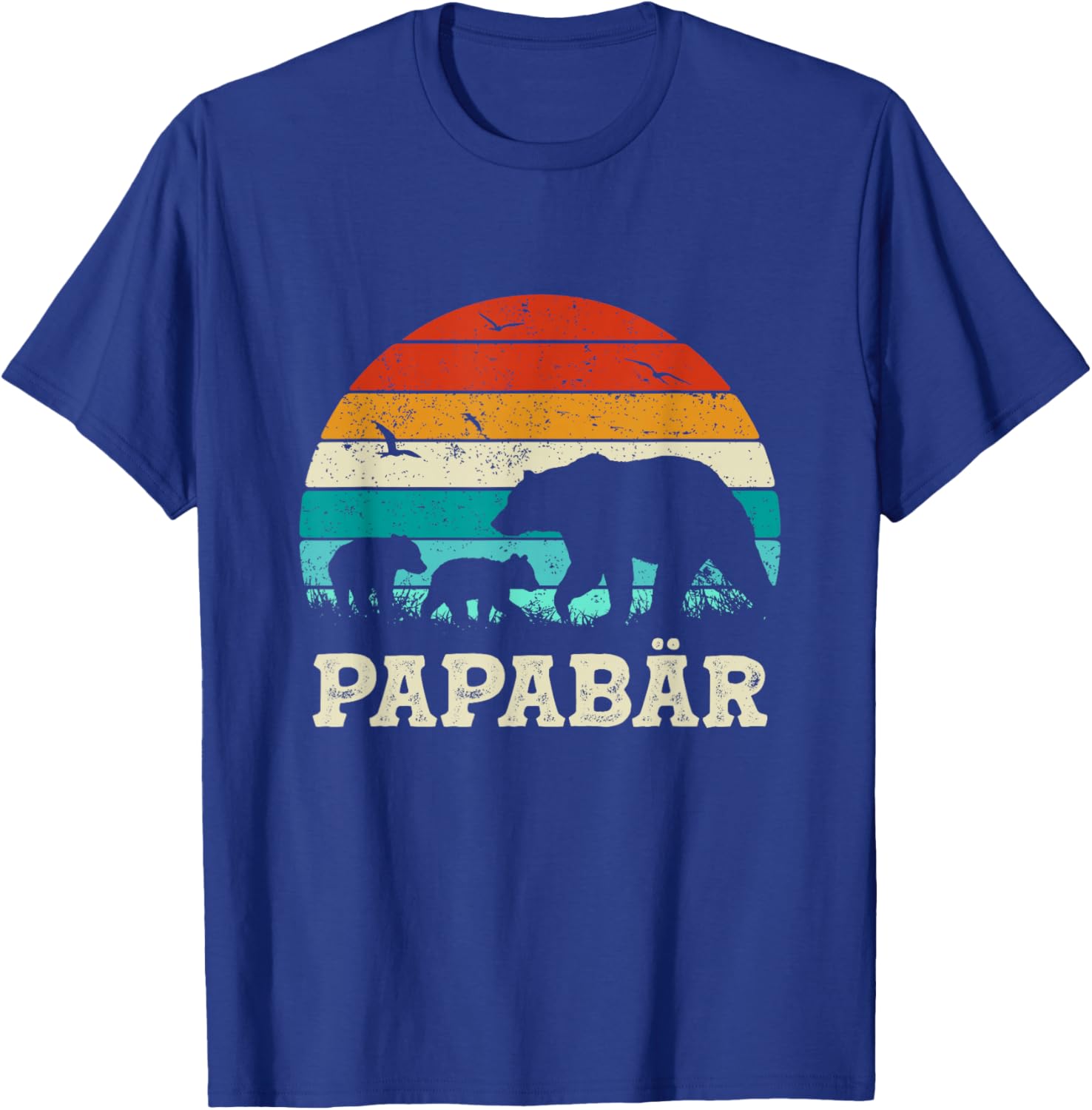 Retro Father Baby Son Daughter Children Bear Dad Father's Day , black T-Shirt - T-Shirt | Royal