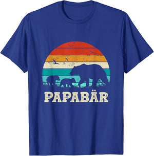 Retro Father Baby Son Daughter Children Bear Dad Father's Day , black T-Shirt - T-Shirt | Royal