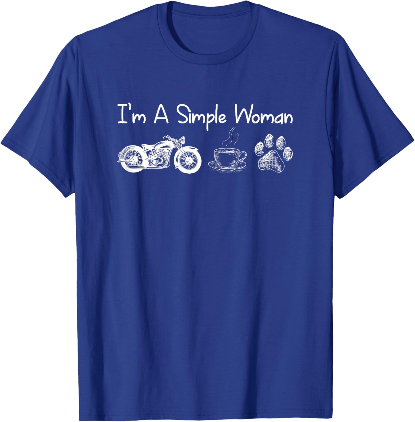 I'm a Simple Woman Motorcycle Coffee Dog T-Shirt - T-Shirt | Royal
