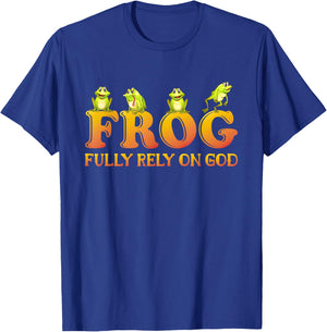 Frog Fully Rely On God Religious Gifts Christian T-Shirt - T-Shirt | Royal