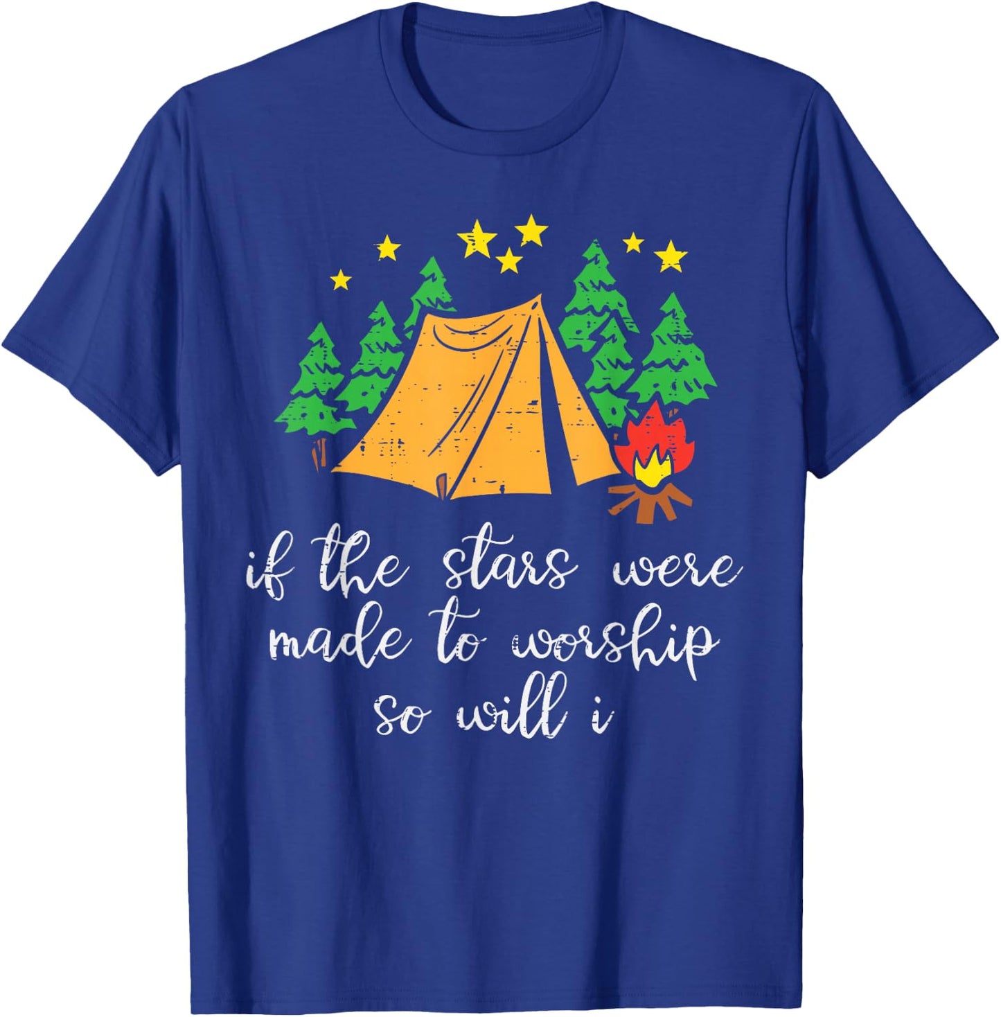 Camping Stars Made To Worship Christian Camper Men Women Kid T-Shirt - T-Shirt | Royal