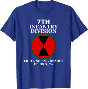 7th Infantry Light Silent Deadly Ft Ord Grunt T-Shirt - T-Shirt | Royal