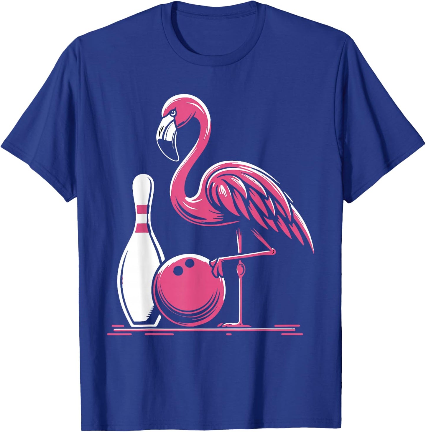 Funny Flamingo Bowling Pin Bowl Bowler T-Shirt - T-Shirt | Royal