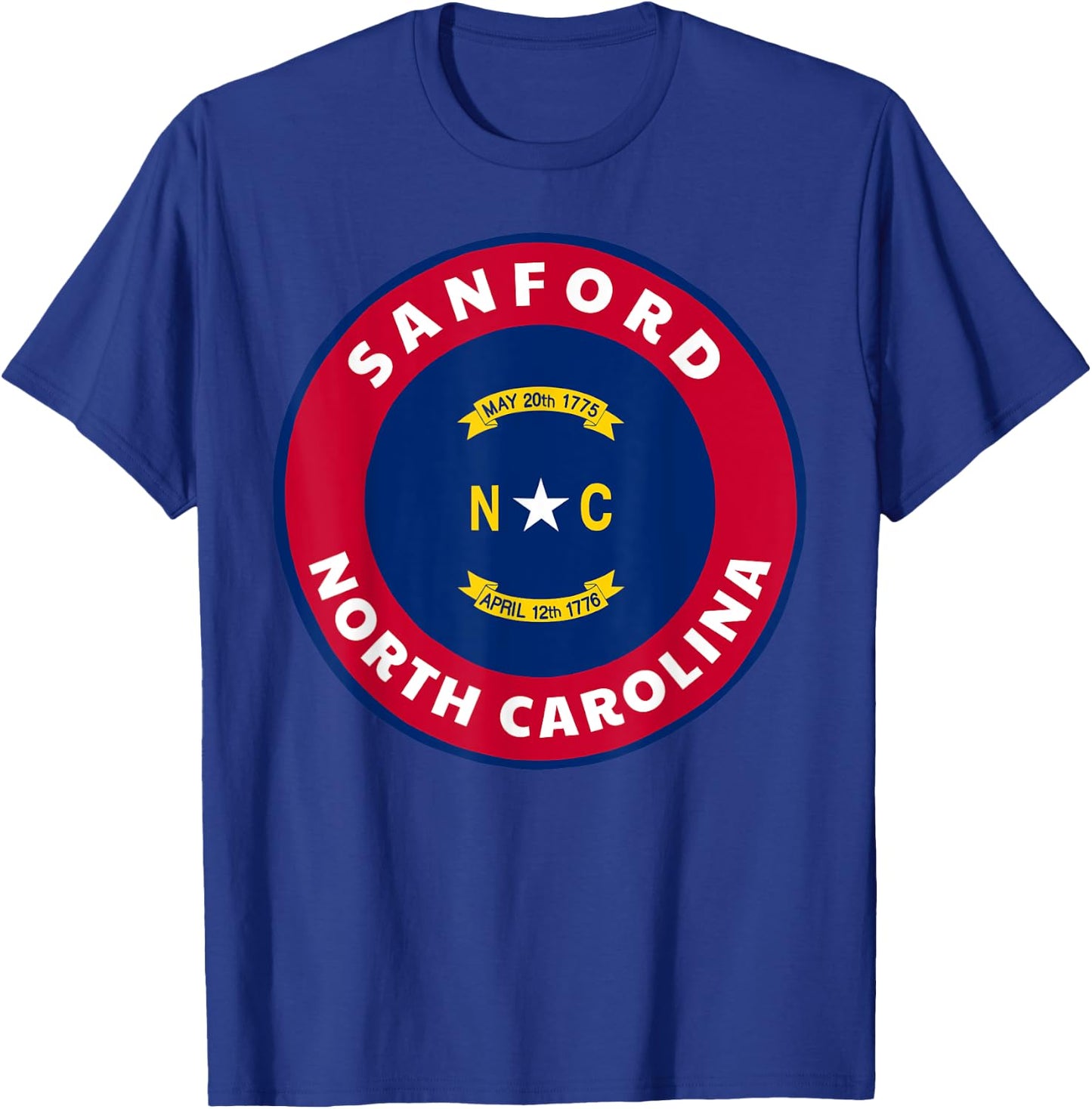 Sanford North Carolina NC Flag Badge Roundlet Souvenir T-Shirt - T-Shirt | Royal