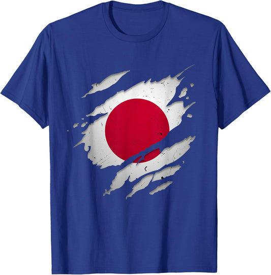 Stolze japanische Hemden | zerrissene japanische Flagge T-Shirt - T-Shirt | Royal