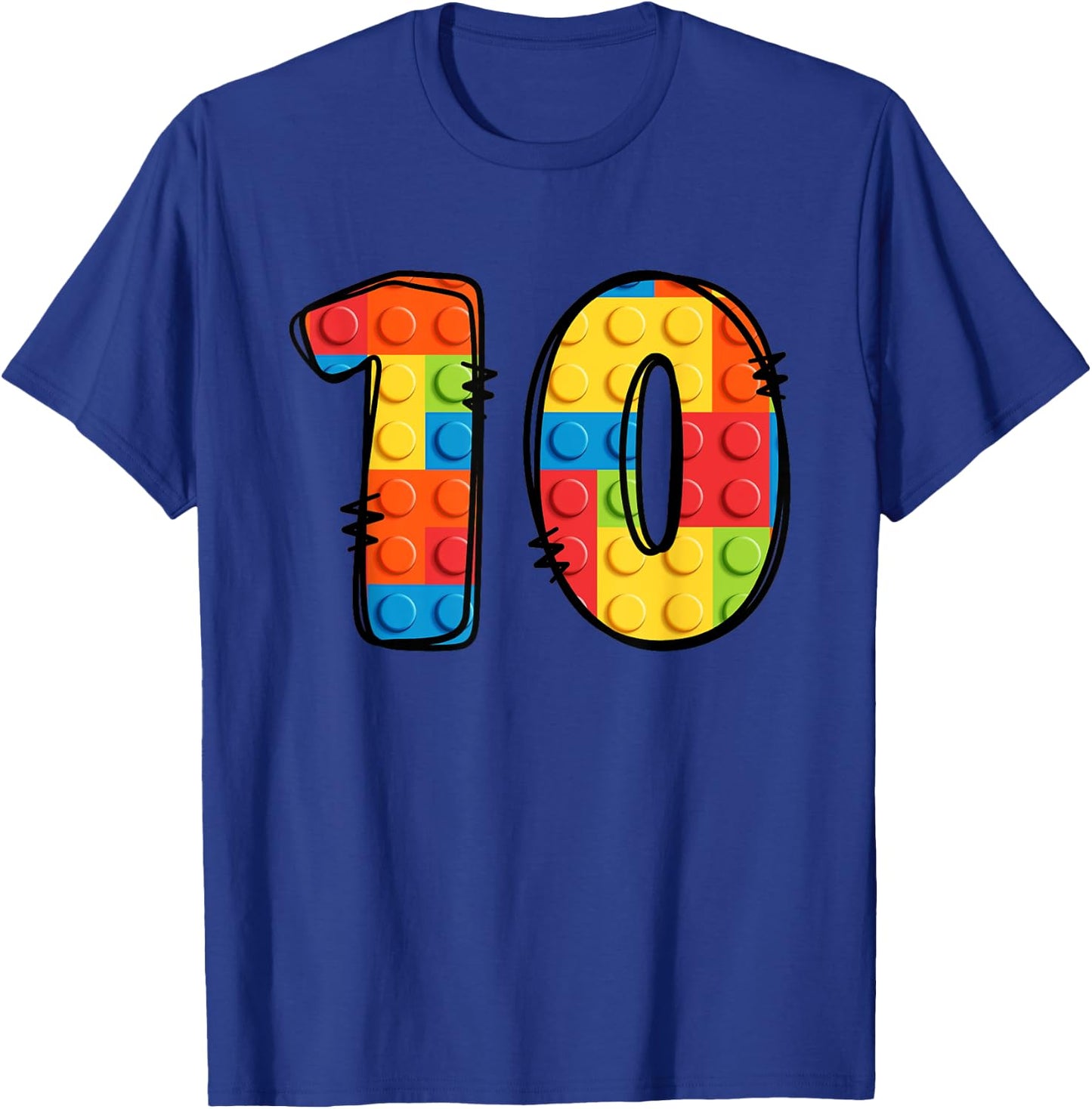 10 Year Old Blocks Building Master Builder 10th Birthday T-Shirt - T-Shirt | Royal