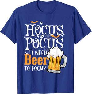 Hocus Pocus I Need Beer To Focus Funny Beer Halloween T-Shirt - T-Shirt | Royal