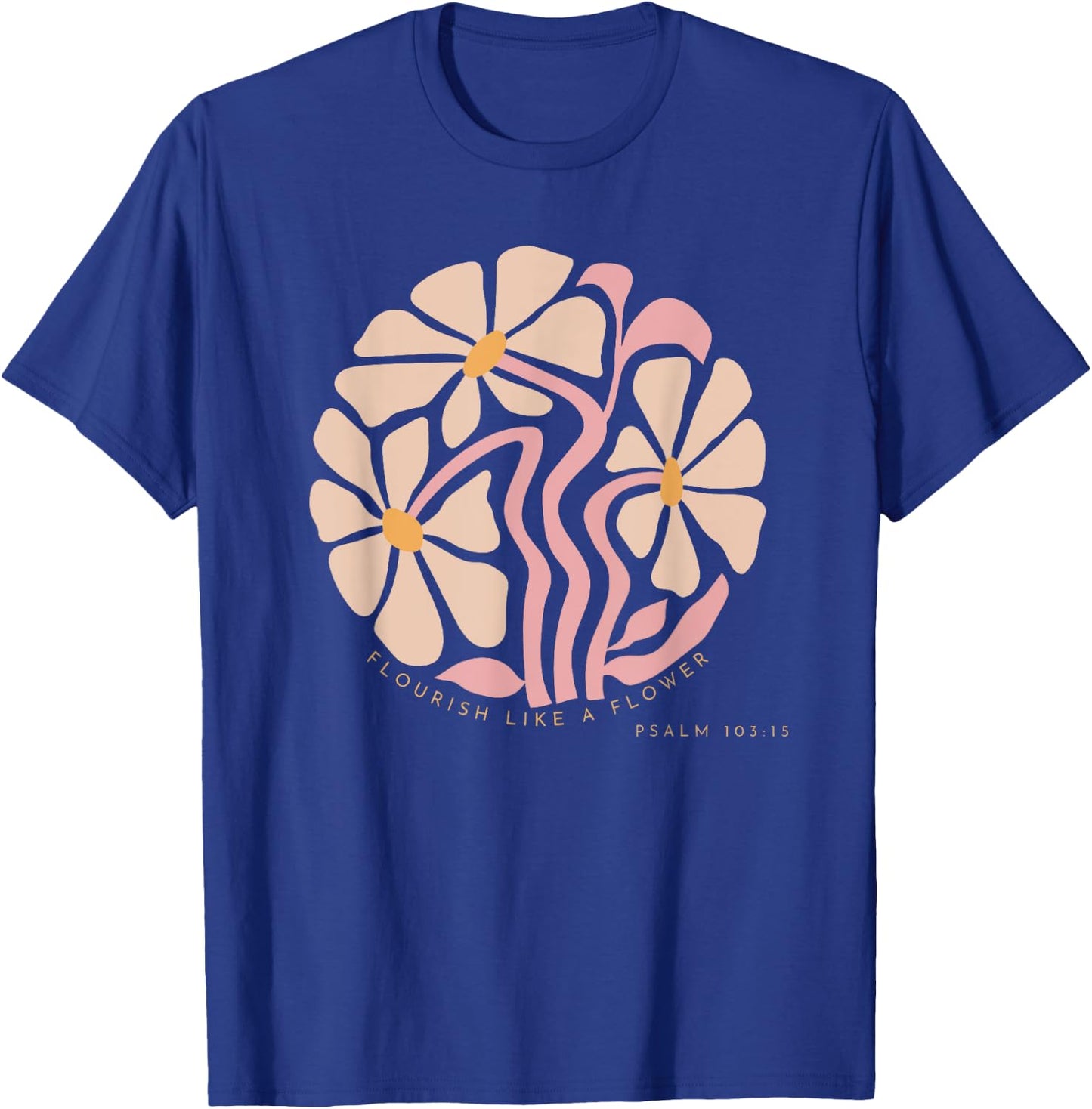 Flourish Like A Flower Retro Boho Christian Floral T-Shirt - T-Shirt | Royal