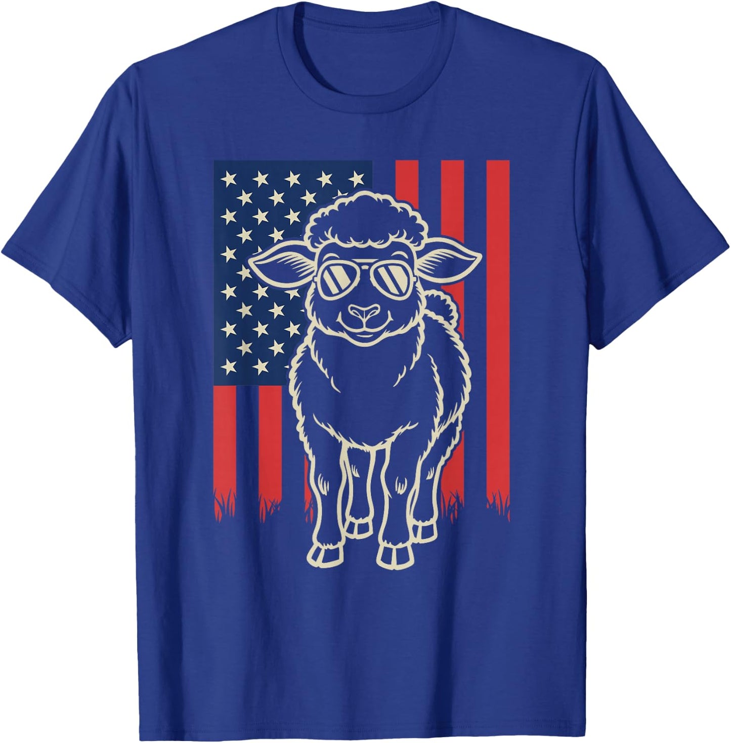 Sheep Lover Farmer Farm Animal 4th of July T-Shirt - T-Shirt | Royal