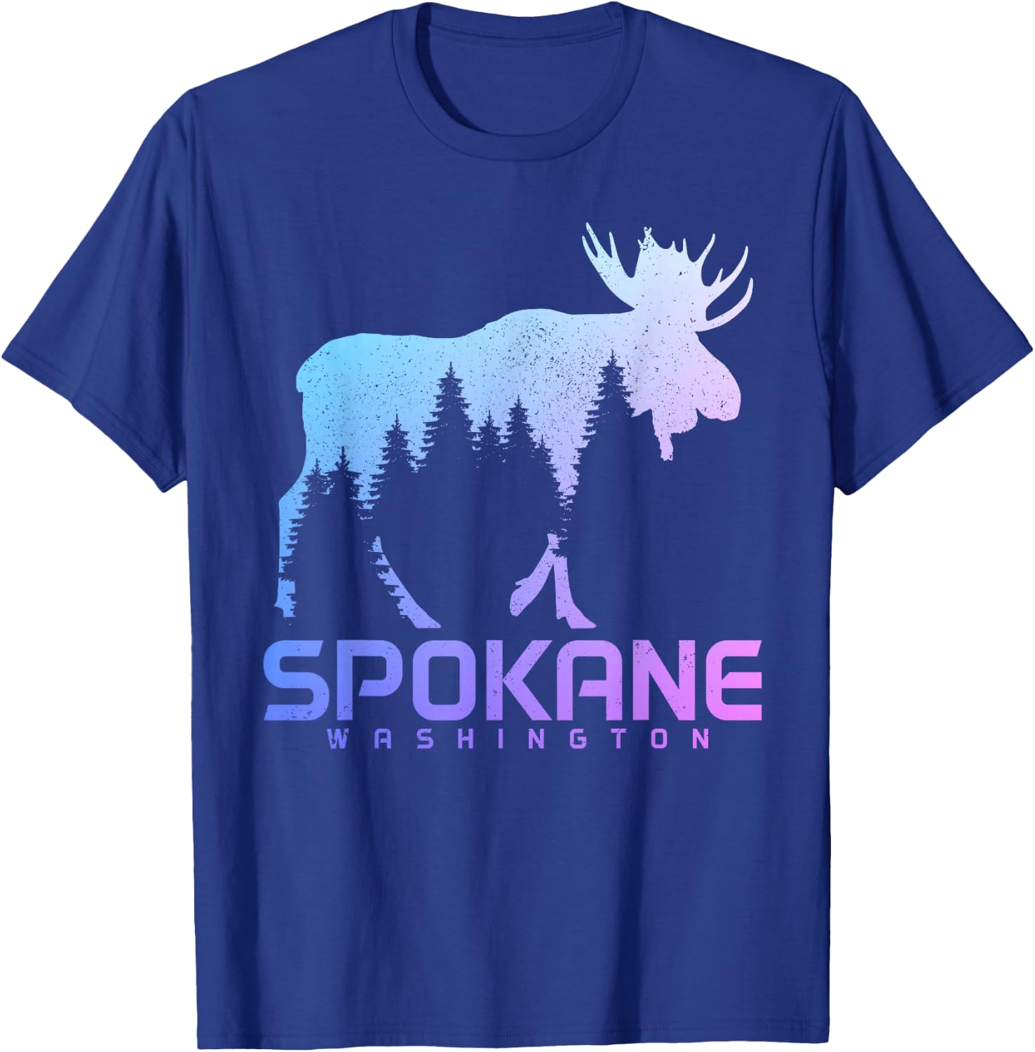 Spokane Washington PNW Vintage Moose Souvenir T-Shirt - T-Shirt | Royal