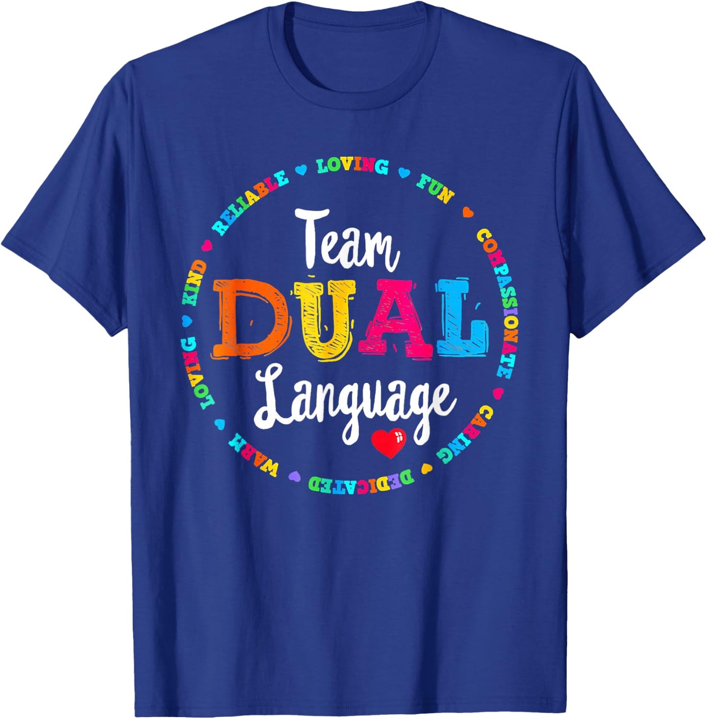 Cute Back To School Squad Team Dual Language Teachers T-Shirt - T-Shirt | Royal