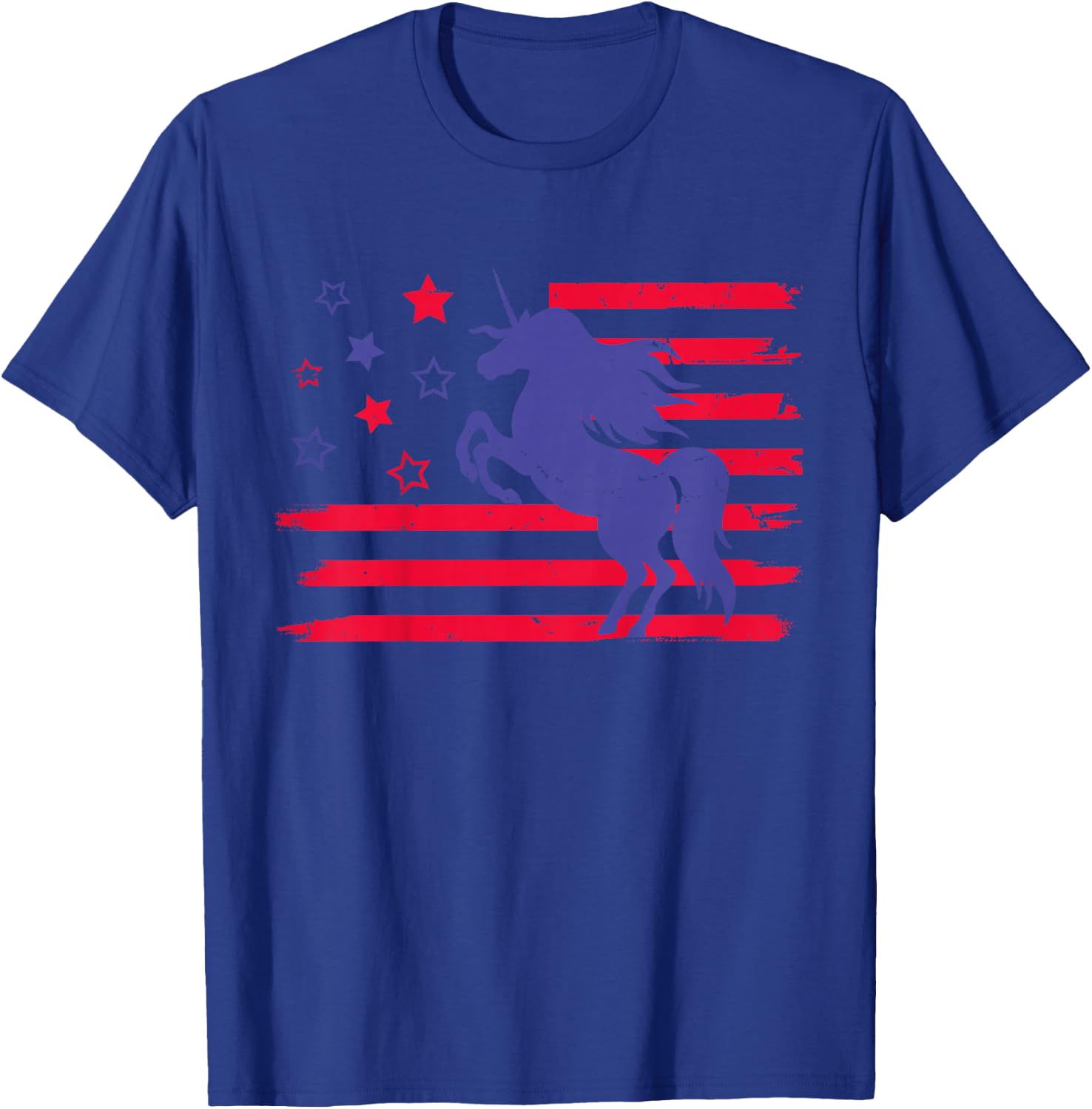 Kids Cute Unicorn 4th of July Girls Kids Patriotic Americorn T-Shirt - T-Shirt | Royal